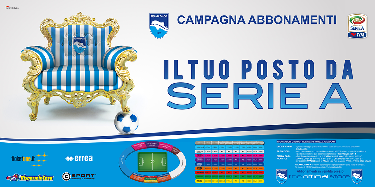 Layout per campagna abbonamenti della Pescara Calcio nel campionato di massima serie